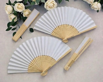 Personalized Wooden and Paper Wedding Fan - Wedding Fans - Éventail Mariage - Useful Wedding Favor for Guests - Bride Place Card