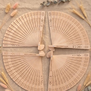 Personalized Wooden Wedding Fan - Laser Engraving - Guest Gift - Engraved Wooden Wedding Fan - Useful Place Card Favor image 5