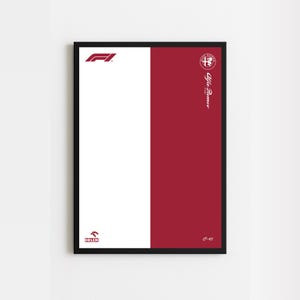 Digitale Illustration des Alfa Romeo F1 als Wandposter, kompatibel mit Ihrem montierten Auto.