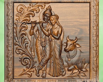 Archivo STL de Radha Krishna para tallado CNC e impresión 3D.
