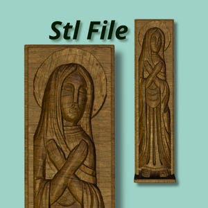 Romanesque Madonna 3D relief STL for Cnc carving and 3D printing, Obj included, digital bas relief design, CNC router STL carving file