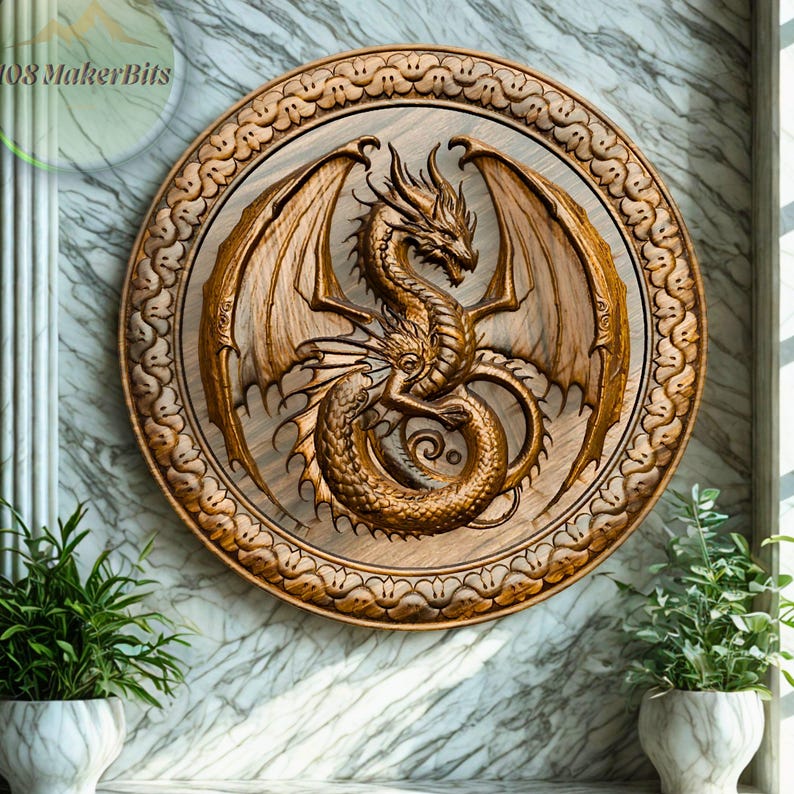 Dragon Relief Bundle STL for CNC Router – Mythical Dragon Wall Art ...