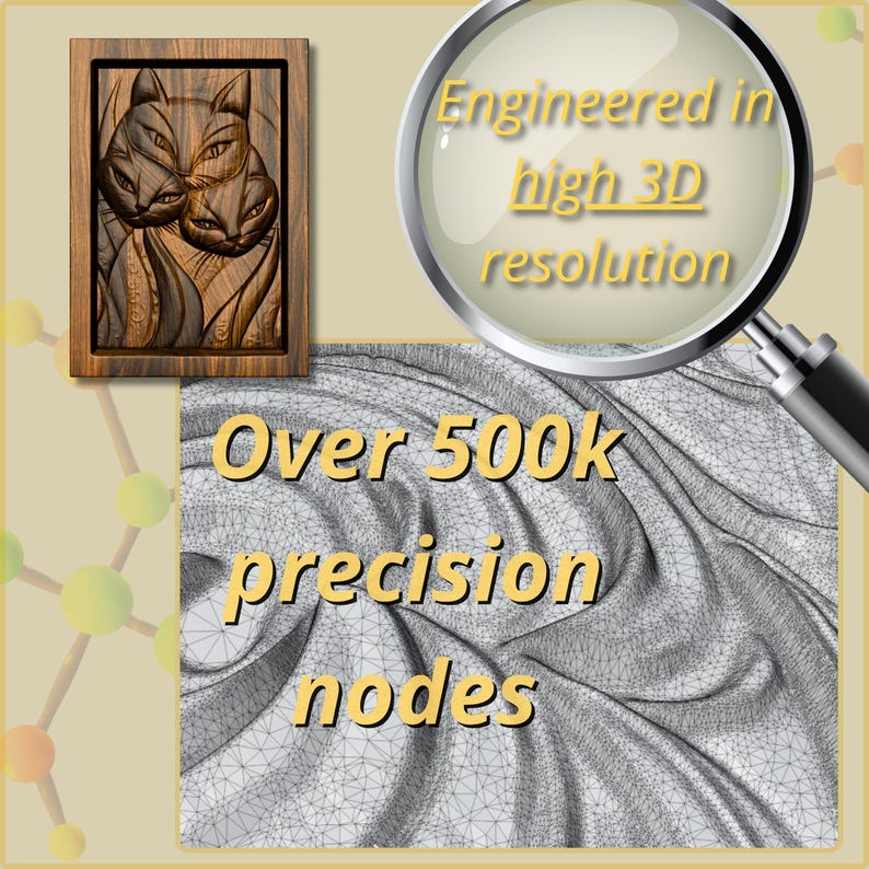 3 Cats Relief STL OBJ File for CNC Router Carving | Cat Wall Art 3D ...