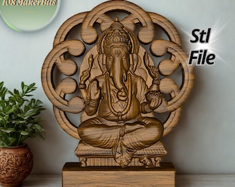Ganesha 3D STL Model for 3 axis CNC and 3D Printing | Hindu God Relief