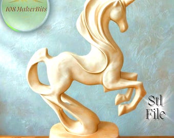 Magische eenhoorn STL-bestand voor 3D-printen en CNC-snijwerk, fantasie digitale download voor harsprint, CNC-routerontwerp, 3D-afdrukbaar cadeau