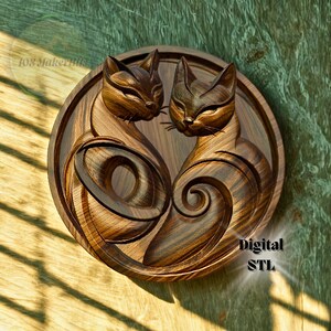 Cat Relief CNC STL File Decorative Wall Art STL Digital Wood Carving 3D STL Sculpture Bas Relief Panel Router CNC Design Model
