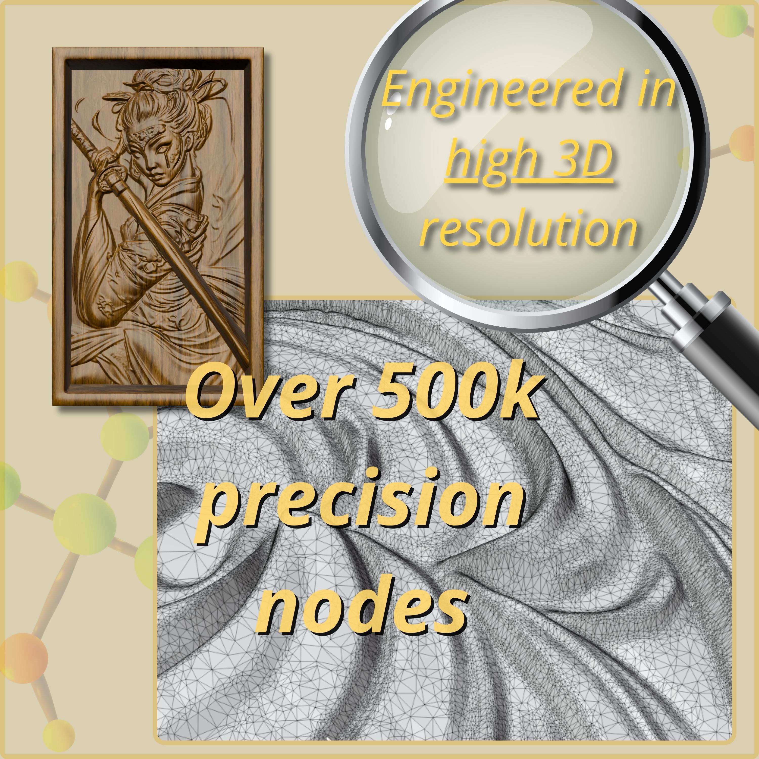STL File of Japanese Samurai Woman for CNC Wood Carving, 3D Relief ...
