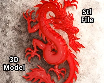 Asian dragon pendant STL file, 3D printable jewelry design for CNC, resin or FDM printing, digital download of dragon 3D printable model