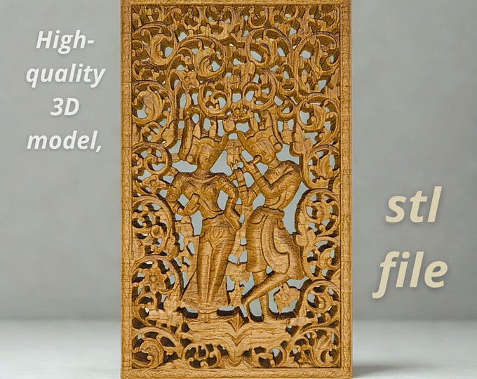 Radha Krishna 3D Relief CNC Design | Round Wall Mural | STL & RLF ...
