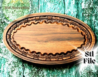 Western Style STL File for Decorative Sign or Tray, Rustic Plaque 3D Model, Cowboy Theme Wall Art or Table Decor, Printable Wild West Design