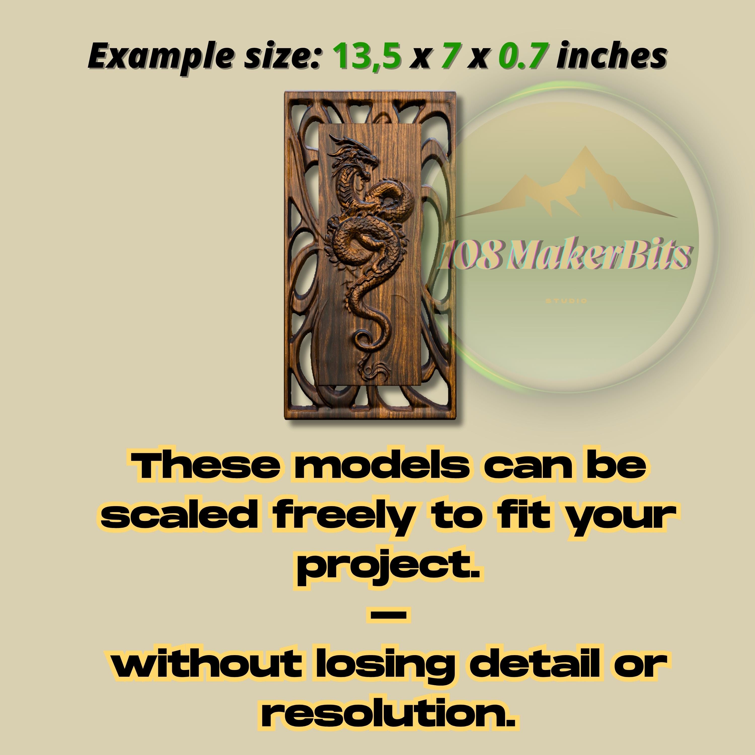 Dragon 3D STL Model for CNC Router Carving, Detailed Relief Wood Panel ...