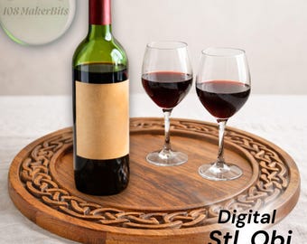 Celtic Knot Round Tray STL File – CNC Router Decorative Serving Tray Relief – 3D STL Obj Model for Wood Carving