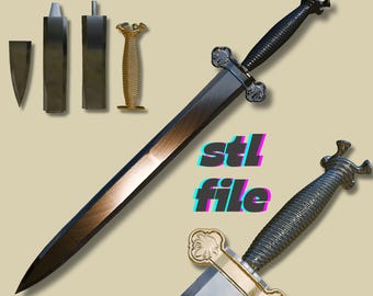 3D Medieval Sword STL Model – Classic One-Handed Blade for PLA/resin Printing, Cosplay Props, 3D Printable Sword STL Model Blade Stl file