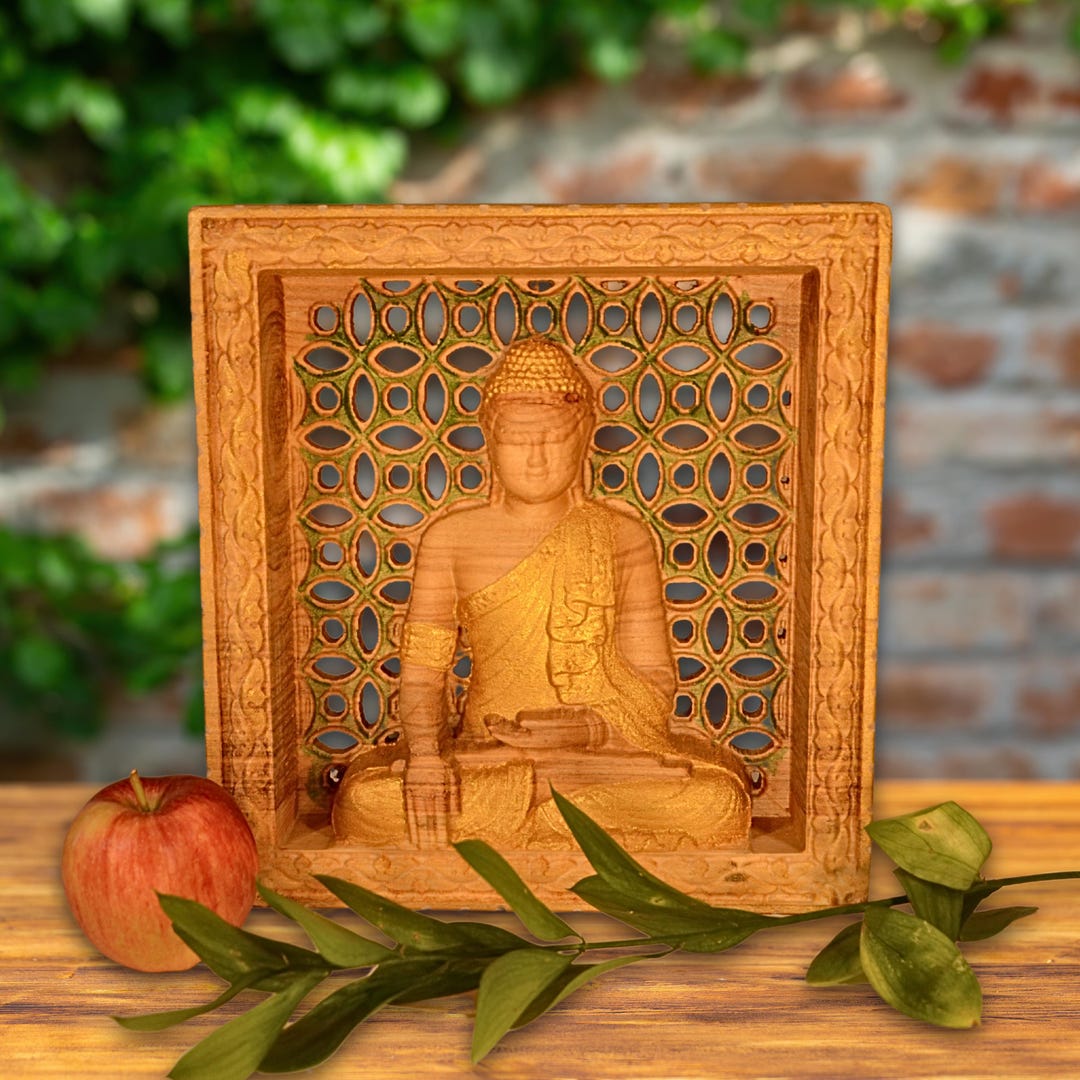 3D Buddha Relief Panel - STL for CNC and 3D Printing 3 Axis Carving ...