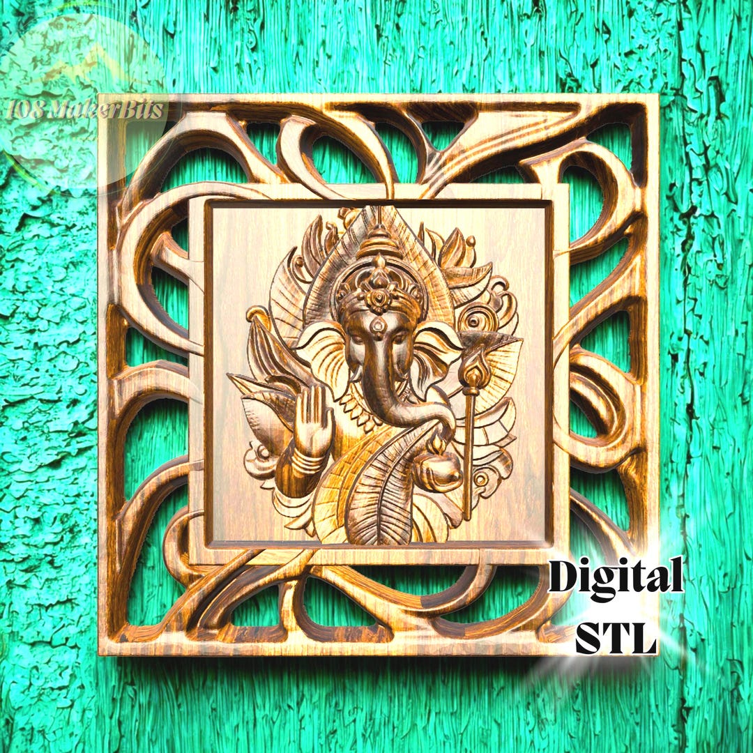 STL File of Ganesh Wall Art for CNC Router, 3D Relief Hindu God Model ...