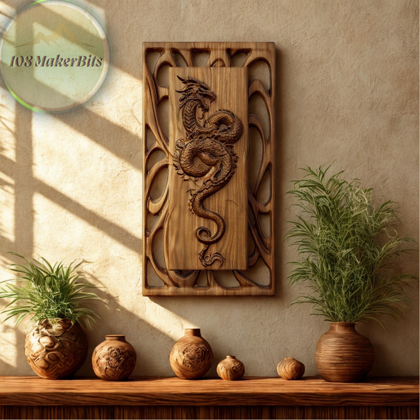 Dragon 3D STL Model for CNC Router Carving, Detailed Relief Wood Panel ...