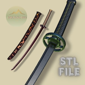 Flame Katana 3D Model STL File – Stylish Anime Sword for 3D Printing or Cosplay Props - 3D Stl File download - 3D Printable Katana File