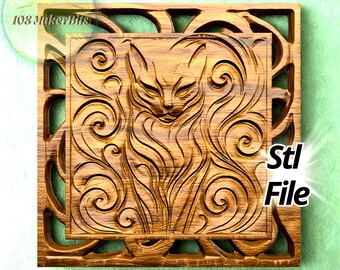 Black cat relief STL file, 3D model for CNC carving and 3D printing, 3-axis CNC bas relief design