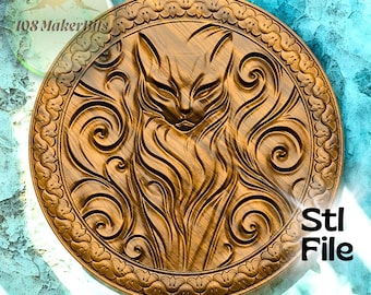 Mystic cat round medallion 3D STL file for CNC or 3D printing, decorative cat relief design, 3D relief Cnc router digital STL model