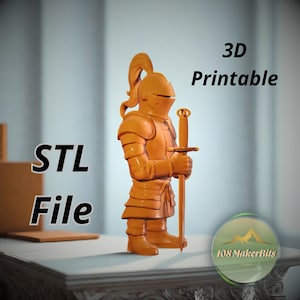 Epic knight with sword STL file, 3D printable model for resin or FDM printing, tabletop miniature statue design, digital STL for 3D print