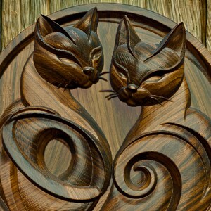 Cat Relief CNC STL File Decorative Wall Art STL Digital Wood Carving 3D STL Sculpture Bas Relief Panel Router CNC Design Model