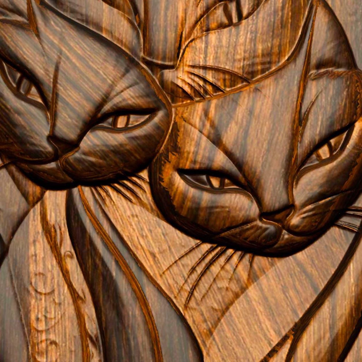 3 Cats Relief STL OBJ File for CNC Router Carving | Cat Wall Art 3D ...