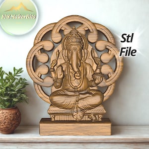 Modèle 3D STL Ganesha pour CNC 3 axes et impression 3D | Soulagement du dieu hindou