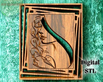 Minimalist Woman Line Art STL File: CNC Carving, 3D Relief (Digital Download)