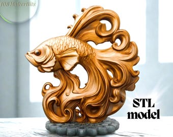 Betta Fish STL File for 3D Printing – Detailed Decorative Sculpture Model, Artistic Aquatic Design for Elegant Home and Office Décor