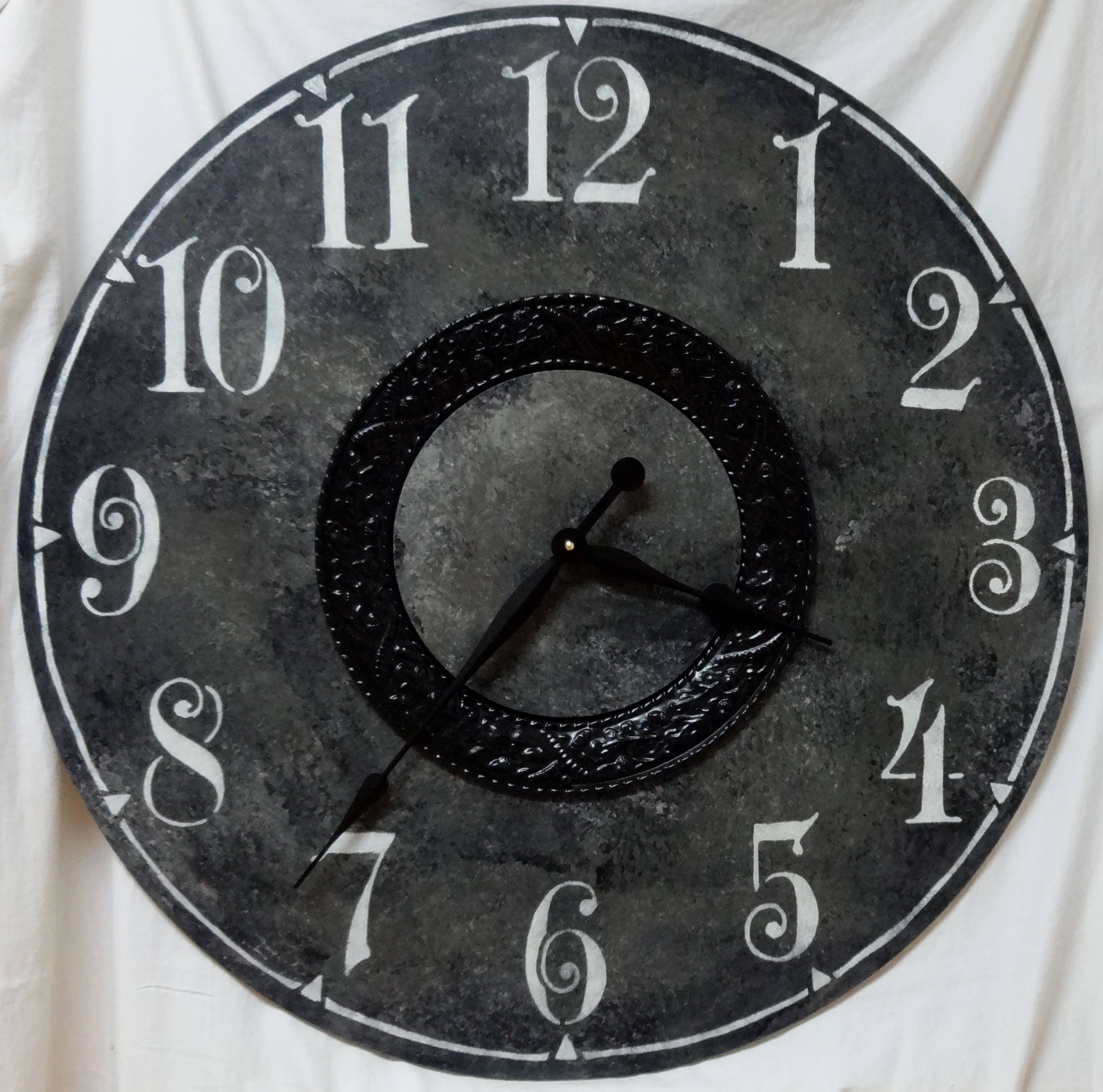 30 Inch LARGE WALL CLOCK in Black with Black Embossed Metal Etsy