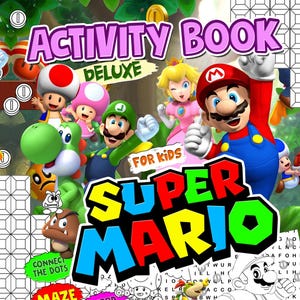 スーパーマリオにインスパイアされたデラックス アクティビティ ブック - 40 アクティビティ ページ
