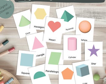 Schede didattiche di forme 2D e 3D / Schede didattiche di geometria stampabili per attività per bambini