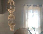 Large Double Pot Shell Hanging Planter . Bohemian Farmhouse Style . Vintage Beach House Decor . Seashell Chandelier . Gypsy Vibes