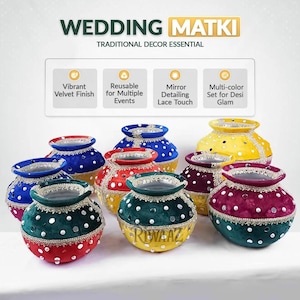 Handmade Velvet Matki: Traditional Indian Wedding Decoration