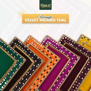 Multi Color Fancy Decorated Rectangle Shaped Mehndi Tray  Thaal For Nikkah, Vivah, Shadi  Wedding Decor, Mehndi Thaali, Haldi thaali,