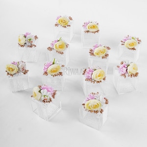 12pcs Nikkah Acrylic Bid Box Candy Containers, Favors Box, Candy box, , Guests gift box, Party supplies, Acrylic Box, Square Chocolate Box,