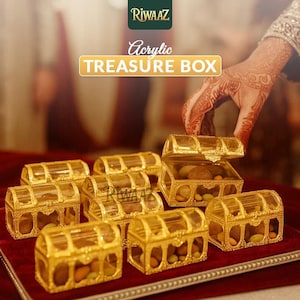 12 Pcs Golden & Silver  Nikkah Acrylic Bid Boxes Candy Containers, Favors Box, Candy box, Party supplies, Acrylic Box, Chocolate Box,