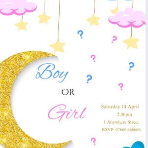Gender reveal invitation template