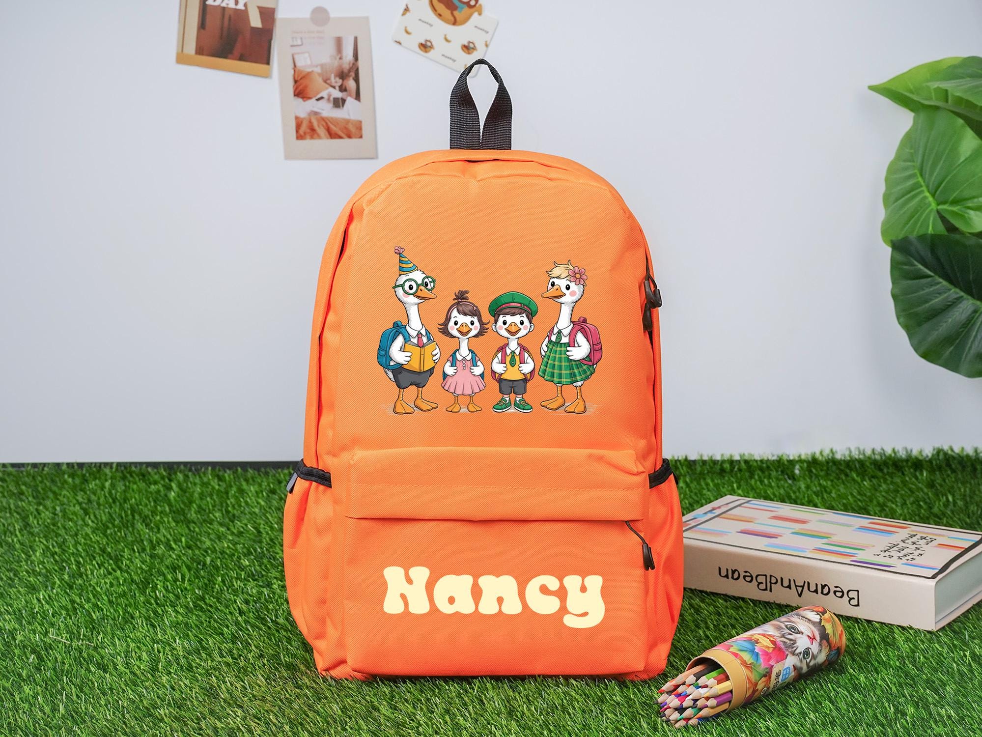Custom Back to School backpack,Cute Goose School Bag,Personalized School Goose Bag,Birthday Gift For Girls and Boys,Animal School Bag