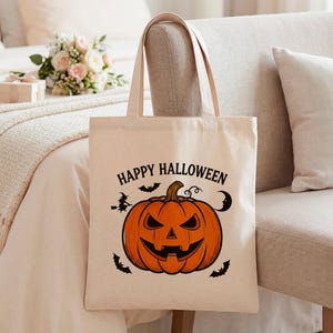 Borsa tote personalizzata a forma di zucca di Halloween, borsa per dolcetto o scherzetto con zucca intagliata, regalo per la stagione spettrale, borsa di Halloween per gli amanti delle zucche