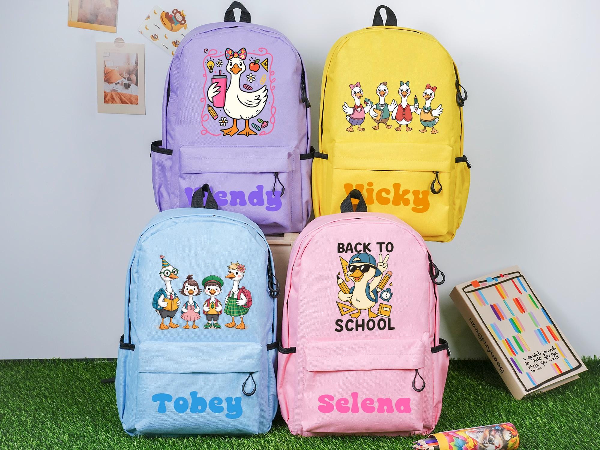 Custom Back to School backpack,Cute Goose School Bag,Personalized School Goose Bag,Birthday Gift For Girls and Boys,Animal School Bag