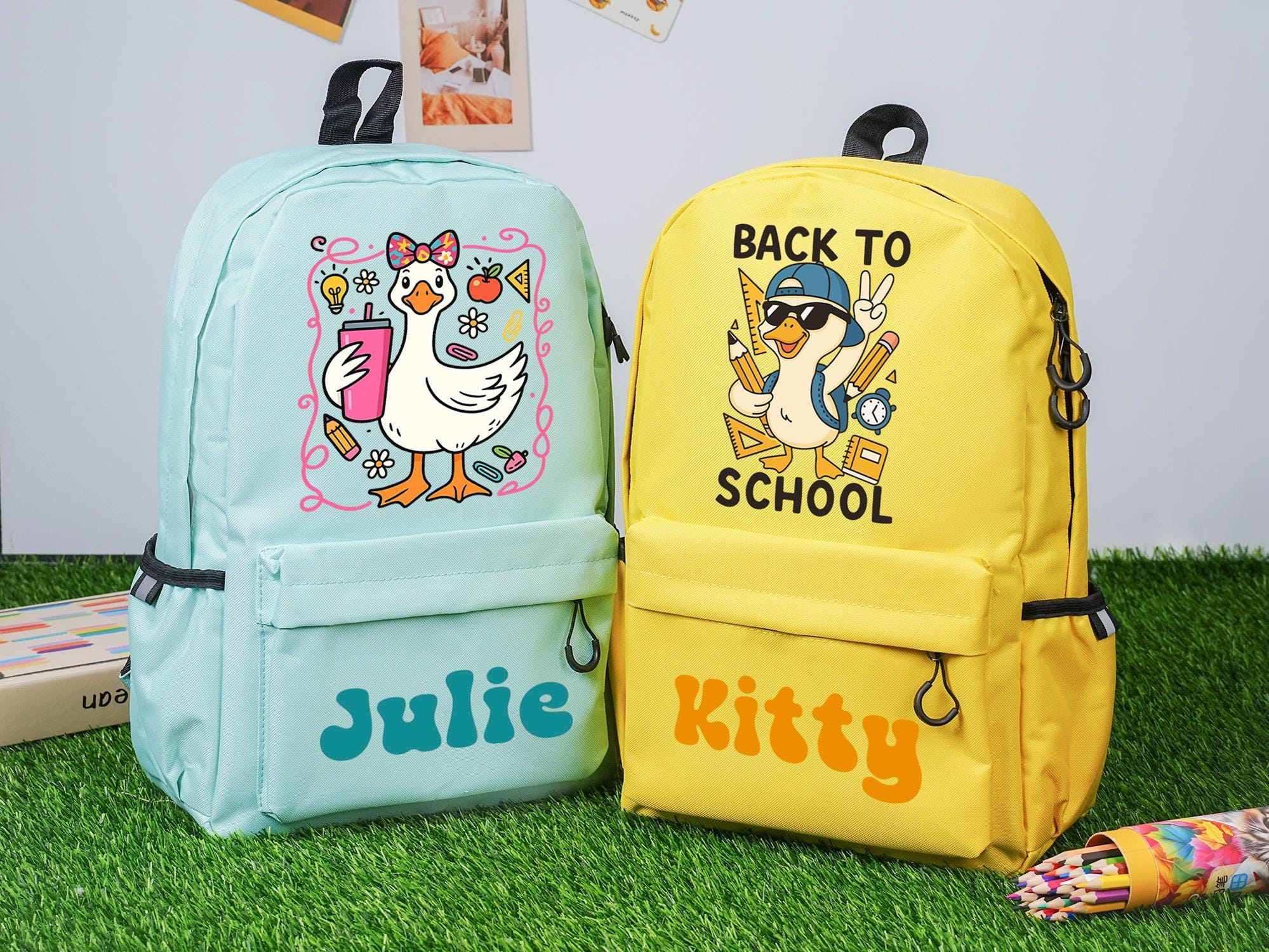 Custom Back to School backpack,Cute Goose School Bag,Personalized School Goose Bag,Birthday Gift For Girls and Boys,Animal School Bag