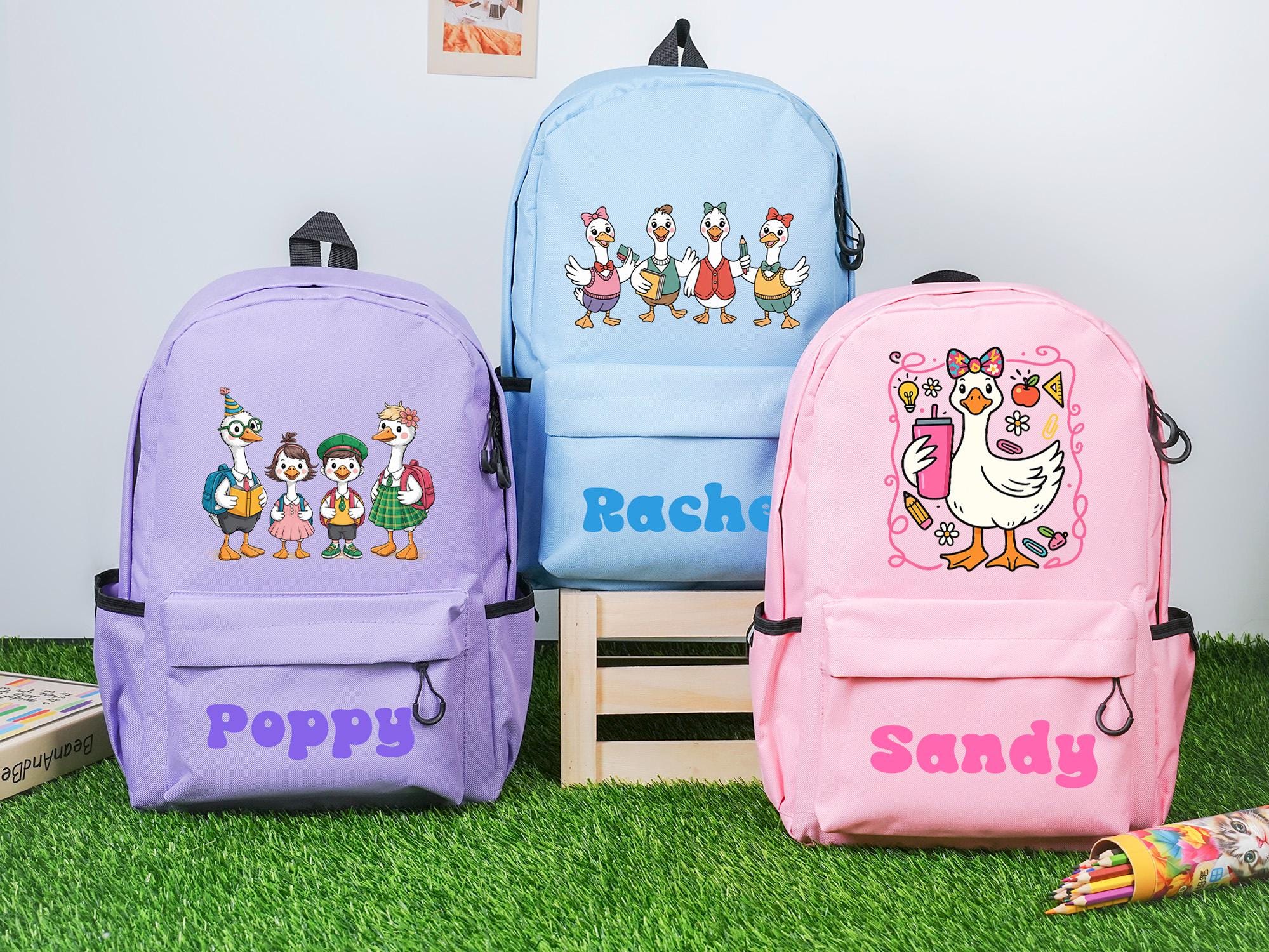 Custom Back to School backpack,Cute Goose School Bag,Personalized School Goose Bag,Birthday Gift For Girls and Boys,Animal School Bag