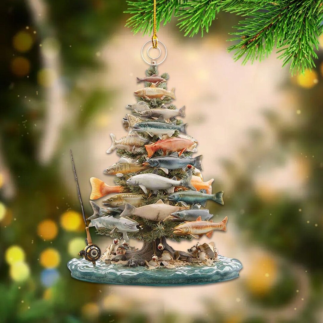 Personalized Fishmas Christmas Tree Ornament, Custom Name Fisherman ...
