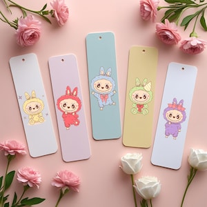 Labubu Bookmark Set – Cute & Aesthetic Character Bookmarks for Readers, Collectors Fans – No Text, Illustrated Stationery Gift