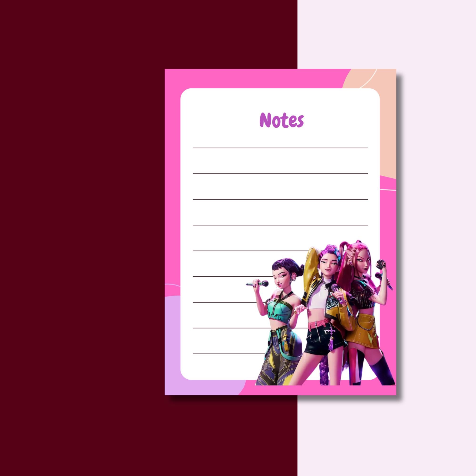 Print Pads Rumi Pink Rumi Notepad: A6 Kawaii Gothic Anime Memo Pad - Etsy