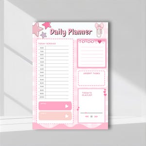 Pink Daily Planner Pad: Kawaii Stationery, A5 To-Do List