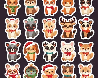 Kawaii Christmas Creature Stickers – Holiday Planner Stickers