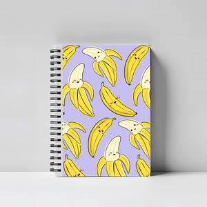 Süßes Notizbuch mit Bananen Print, A5 Spiralblock, Kawaii Notizbuch, Kawaii Notizblock, ästhetisch, Notizblock, Geschenk für Teenager & Bananenliebhaber