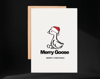 Adorable tarjeta navideña de ganso: una tarjeta navideña original para amigos o familiares.